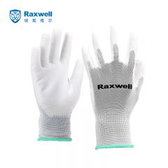 Raxwell 涤纶针织PU工作手套 (指浸) 10副/包 L码 RW2438（包）