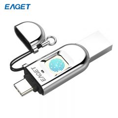 忆捷（EAGET）128GB Type-C USB3.1 HF-C01指纹加密手机U盘 双接口手机电脑多用 隐私安全保护 商务娱乐优盘