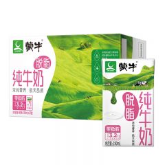 蒙牛 脱脂纯牛奶250ml*24 零脂肪轻负 年货礼盒