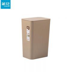 茶花（CHAHUA） 204001塑料弹盖式咖啡色垃圾桶