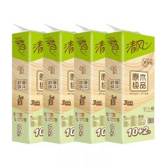 清风 原木纯品有芯3层卫生卷纸270段*12卷*10提/1箱