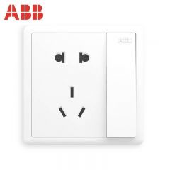 ABB 开关插座面板 远致系列 白色10A五孔带开关 AO225（个）