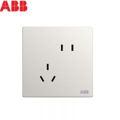 ABB 开关插座面板 10A斜五孔插座 错位二位二三极插座 轩致系列 白色 AF205