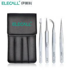 伊莱科（ELECALL) 镊子 4件套皮套