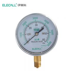 伊莱科（ELECALL) 膜盒压力表 YE-60 0-60KPA