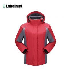 雷克兰（Lakeland） 户外防寒服冲锋衣 女短款冬季三合一 红色BR203(配200g新雪丽内胆) XL码