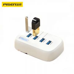 品胜（pisen） 扩展坞 PGM-HB38-1500 USB 延长线 3.0高速4口拓展坞转接头 一拖四HUB集线器转换器带type-c供电 1.5m 白色 个