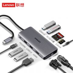 联想（Lenovo） 扩展坞 Type-CUSB-C转HDMI/VGA转接头千兆网口网线转换器 LX0801 PRO 黑色