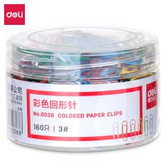 得力（DELI）彩色回形针(混)(160枚/筒) 29mm(160枚) 0038