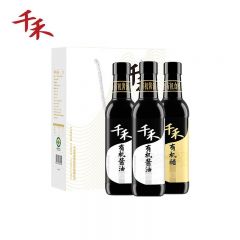 千禾 酱油醋 调味品 有机酱油500mL*2+有机醋500mL*1 有机礼盒装