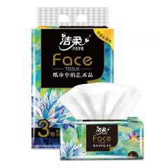 洁柔 抽纸艺术油画Face4层100抽*3包 可湿水面巾纸湿水柔韧 亲肤细腻