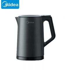 美的（Midea） 电热水壶15MS03双层防烫304不锈钢1.5升速热沸腾一键开盖自动断电1.5L防烫灰色