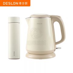 德世朗（DESLON） DDQ-SH219电热水壶-保温杯套装 304不锈钢 扁宽U型壶嘴 双层保温防烫