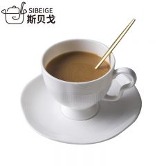 斯贝戈 纯白澳式杯碟套装简约咖啡套具小奢华杯碟下午茶茶具简约咖啡套具