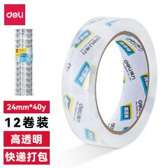 得力 30131封箱胶带24mm*40y*50um(12卷/筒)(高透)