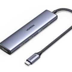 绿联 USB-C转2xUSB-A 2.0+1xUSB-A 3.0+HDMI+PD 五合一多功能拓展坞 4K30HZ（极简款）CM478 /个